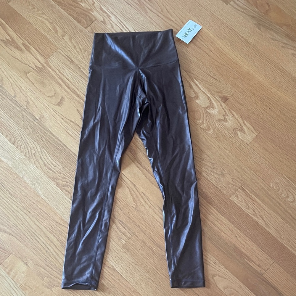 Shiny Brown High-Waisted Leggings